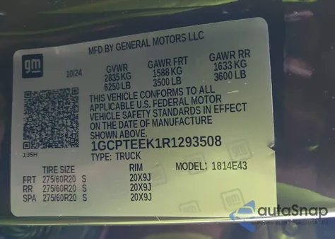 2024 Chevrolet Colorado 4Wd Trail Boss z USA, uszkodzony, nr VIN 1GCPTEEK1R1293508